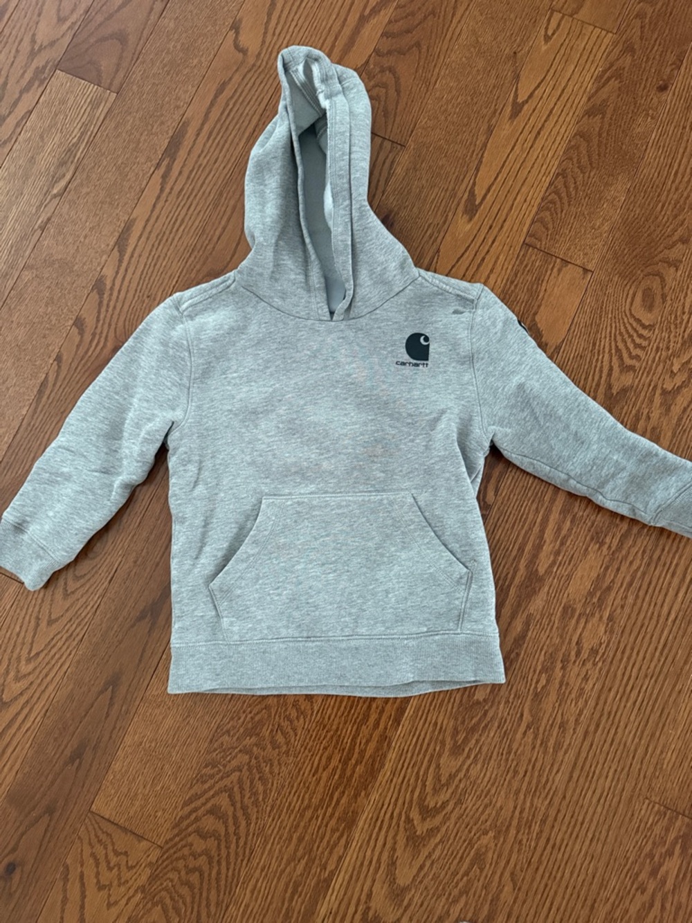 Carhartt Kids Light Gray Pullover Hoodie with Chest Logo